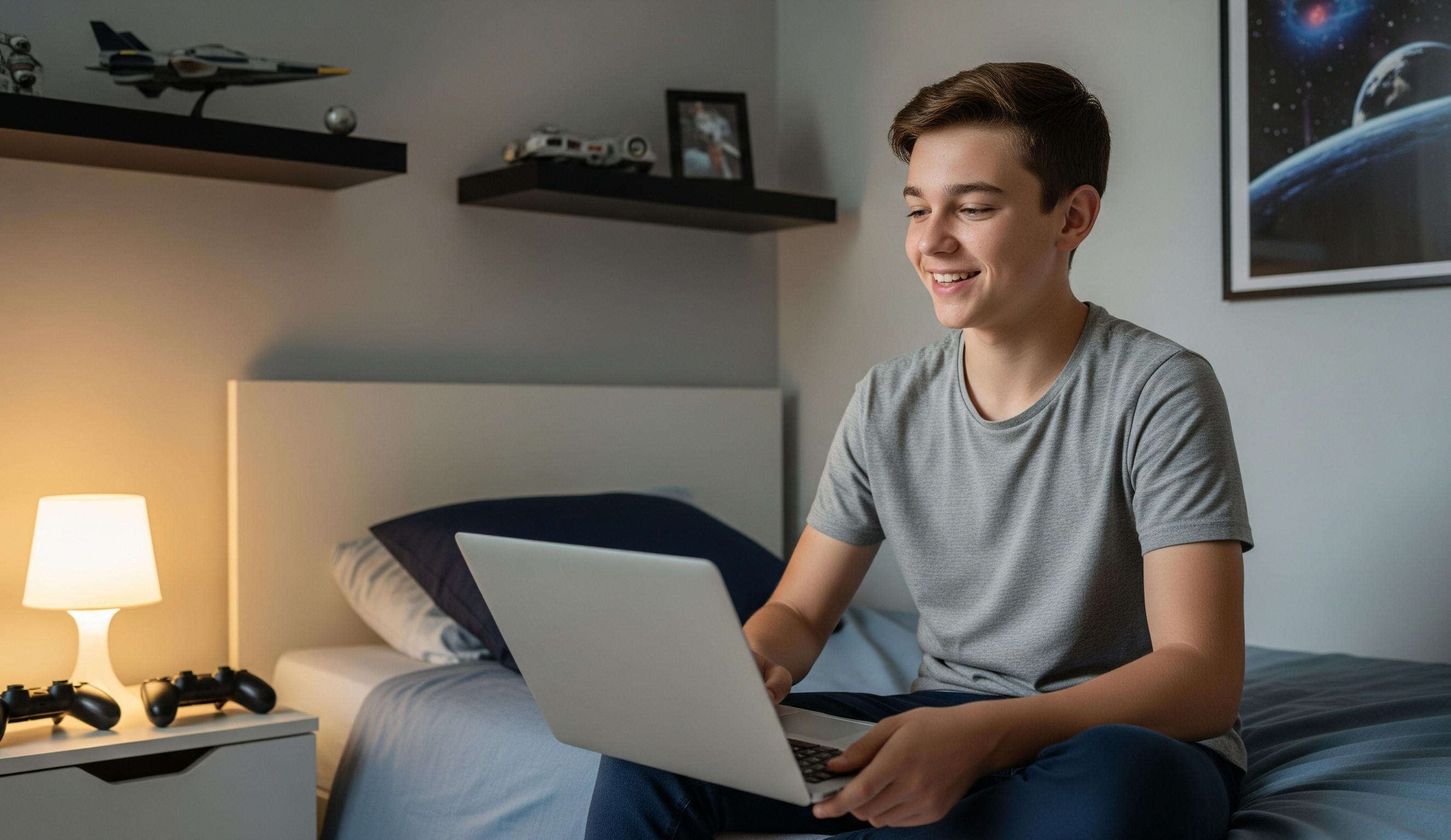 Teen or young adult attending online counseling