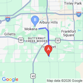 Route from Frankfort to Mokena office